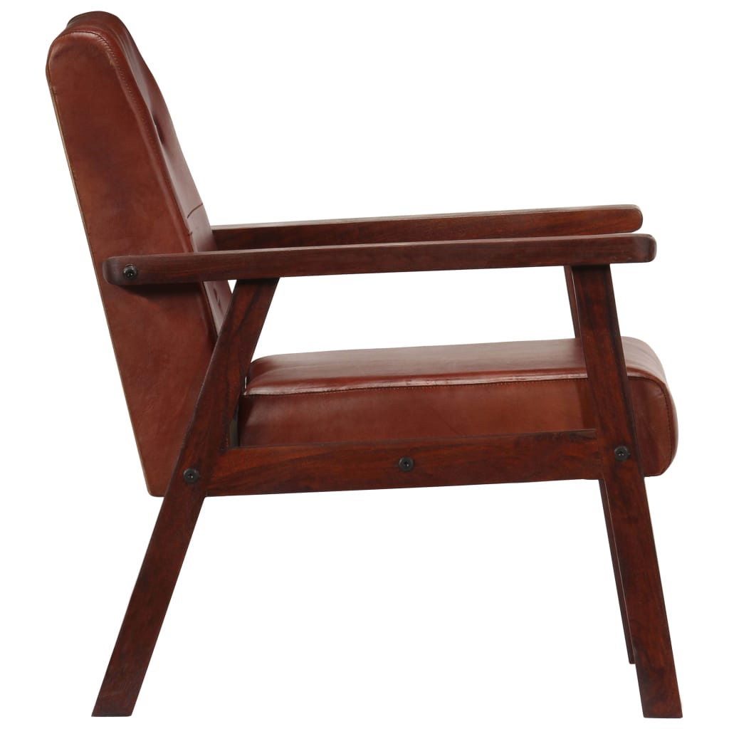 Fauteuil echt leer bruin