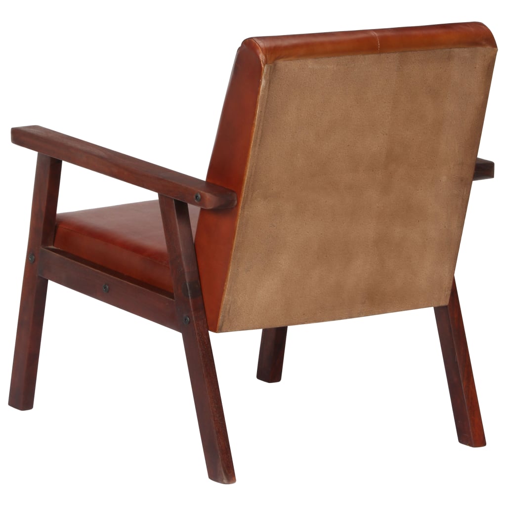 Fauteuil echt leer bruin