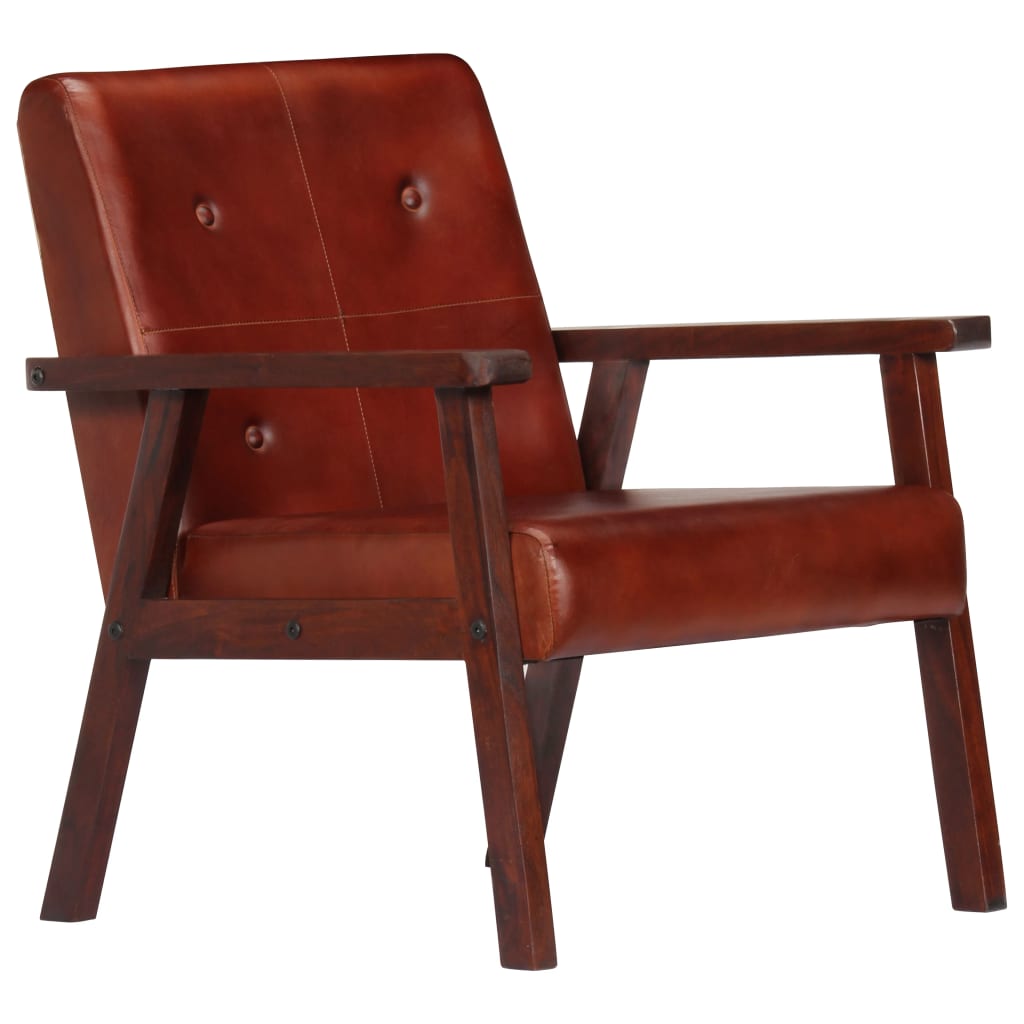 Fauteuil echt leer bruin