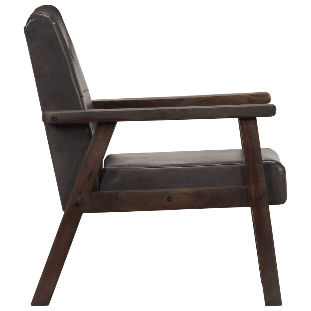 Fauteuil echt leer bruin