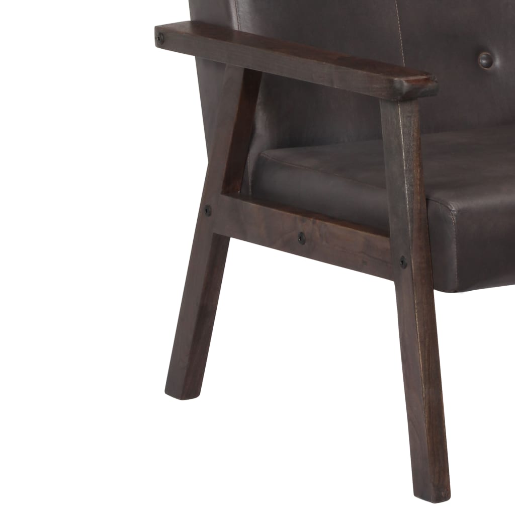 Fauteuil echt leer bruin