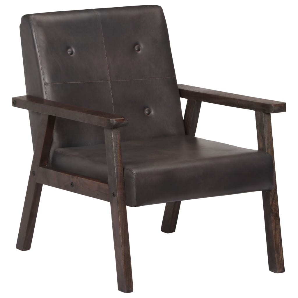 Fauteuil echt leer bruin