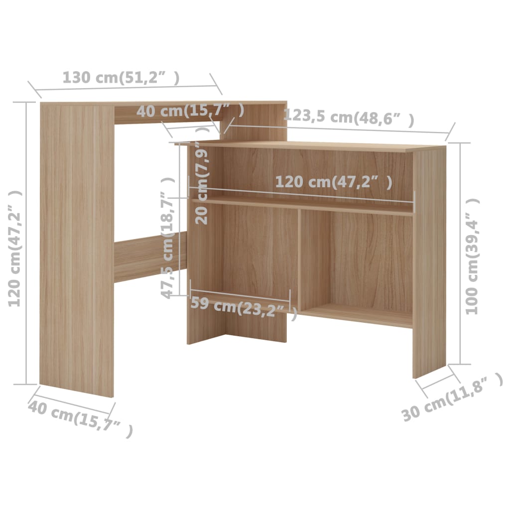 Bartafel met 2 tafelbladen 130x40x120 cm