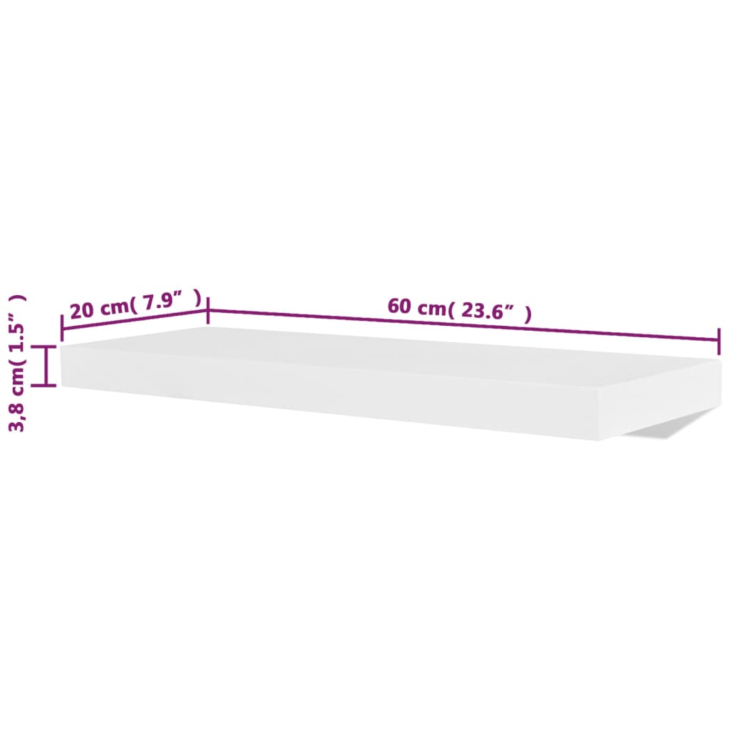 Wandplanken 4 st 40 cm wit