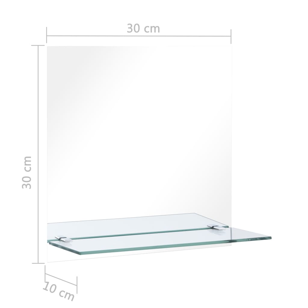 Wandspiegel met schap 60x60 cm gehard glas