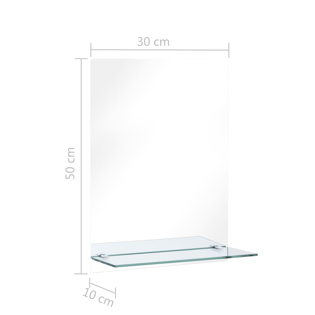 Wandspiegel met schap 60x60 cm gehard glas