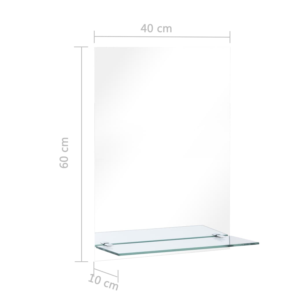 Wandspiegel met schap 60x60 cm gehard glas