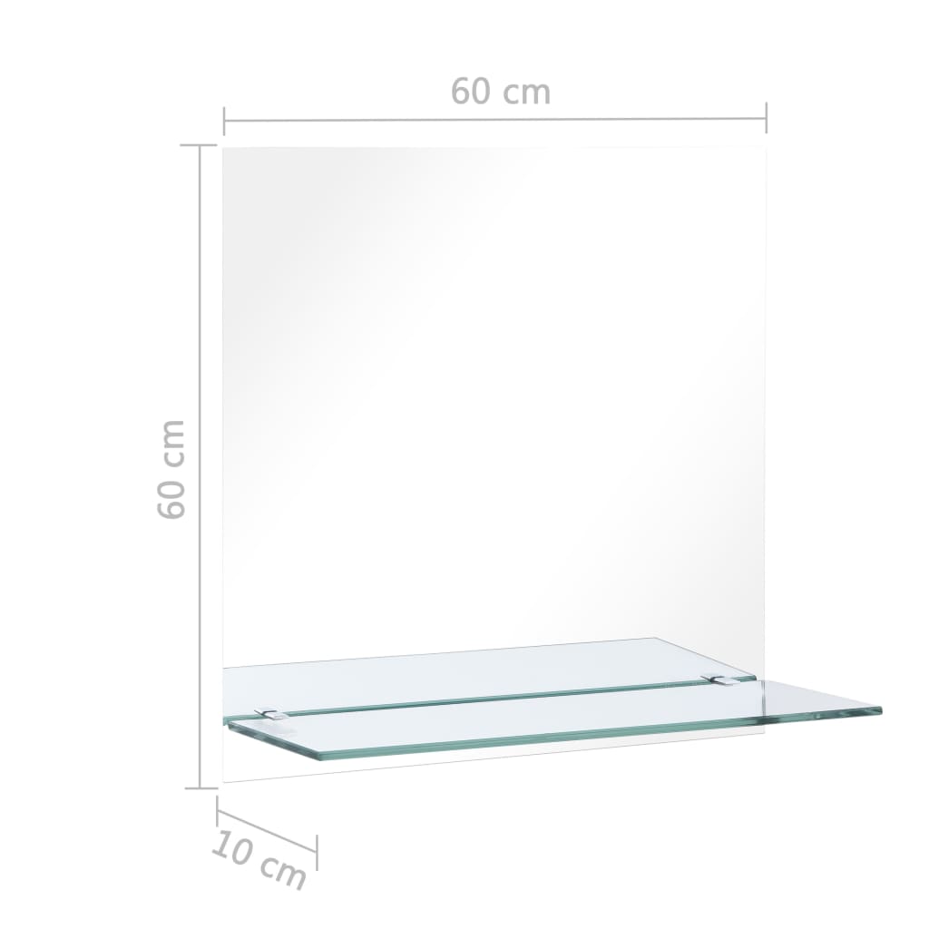 Wandspiegel met schap 60x60 cm gehard glas