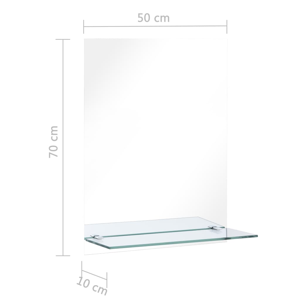 Wandspiegel met schap 60x60 cm gehard glas