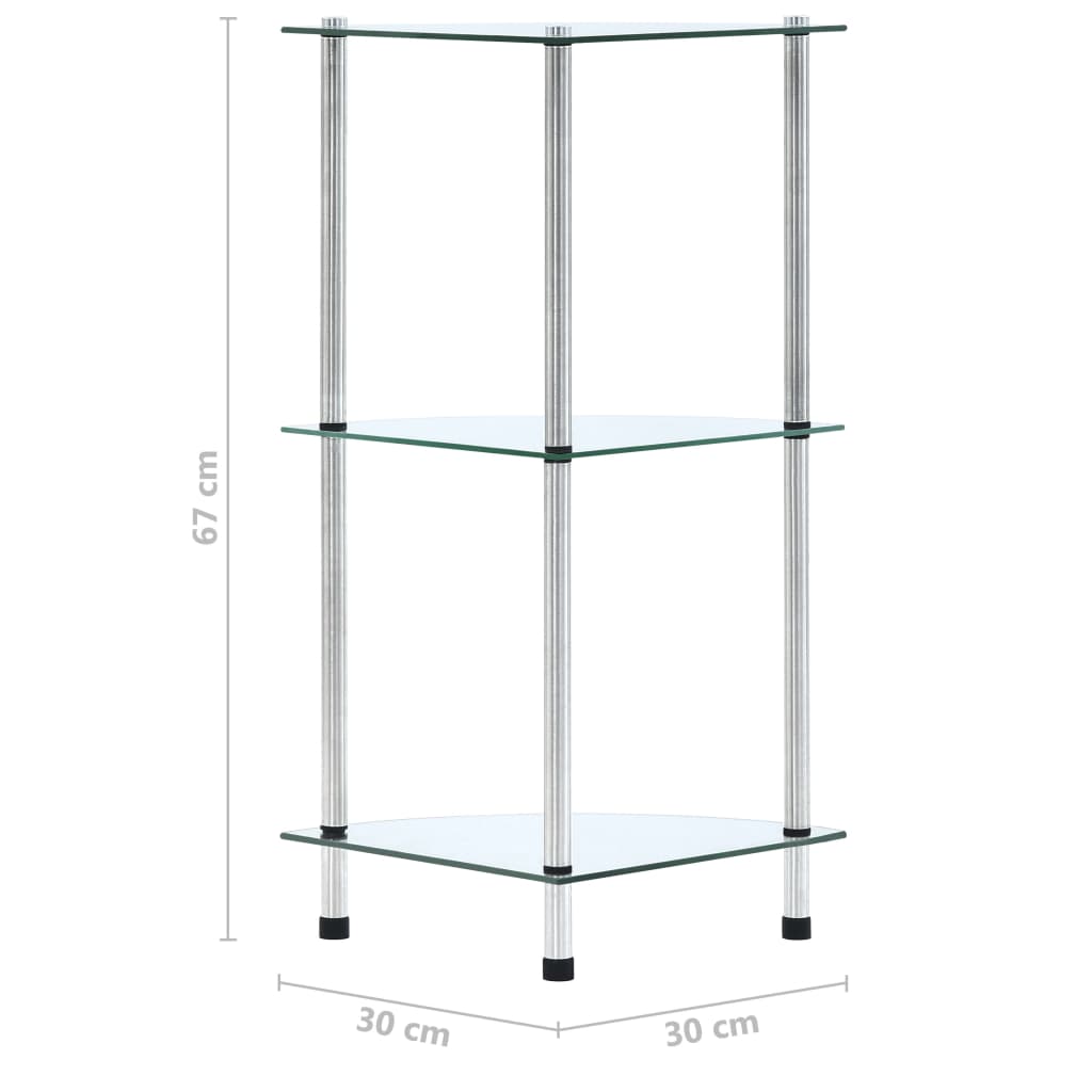 Kastje 5-laags 30x30x130 cm gehard glas transparant