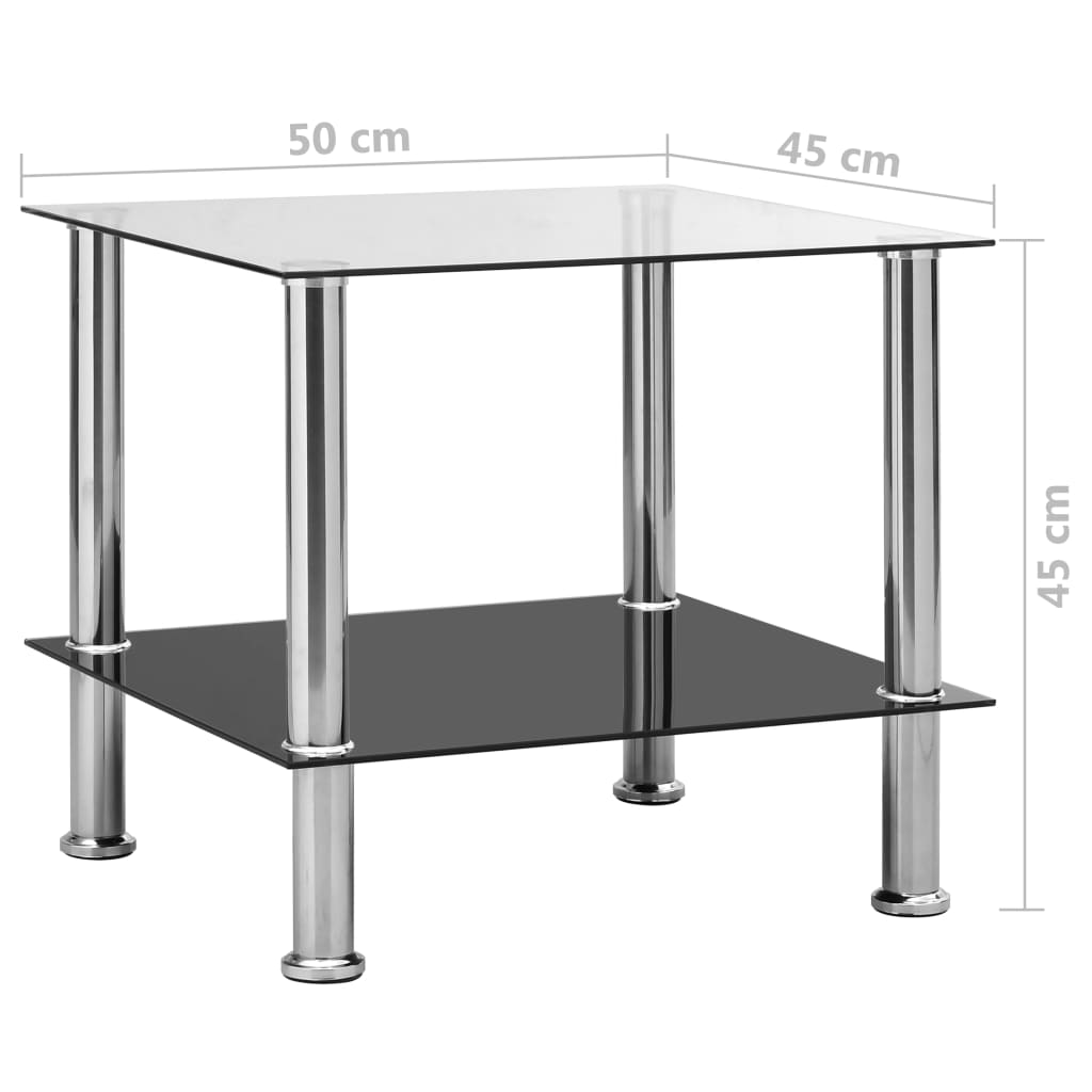 Bijzettafel 45x50x45 cm gehard glas