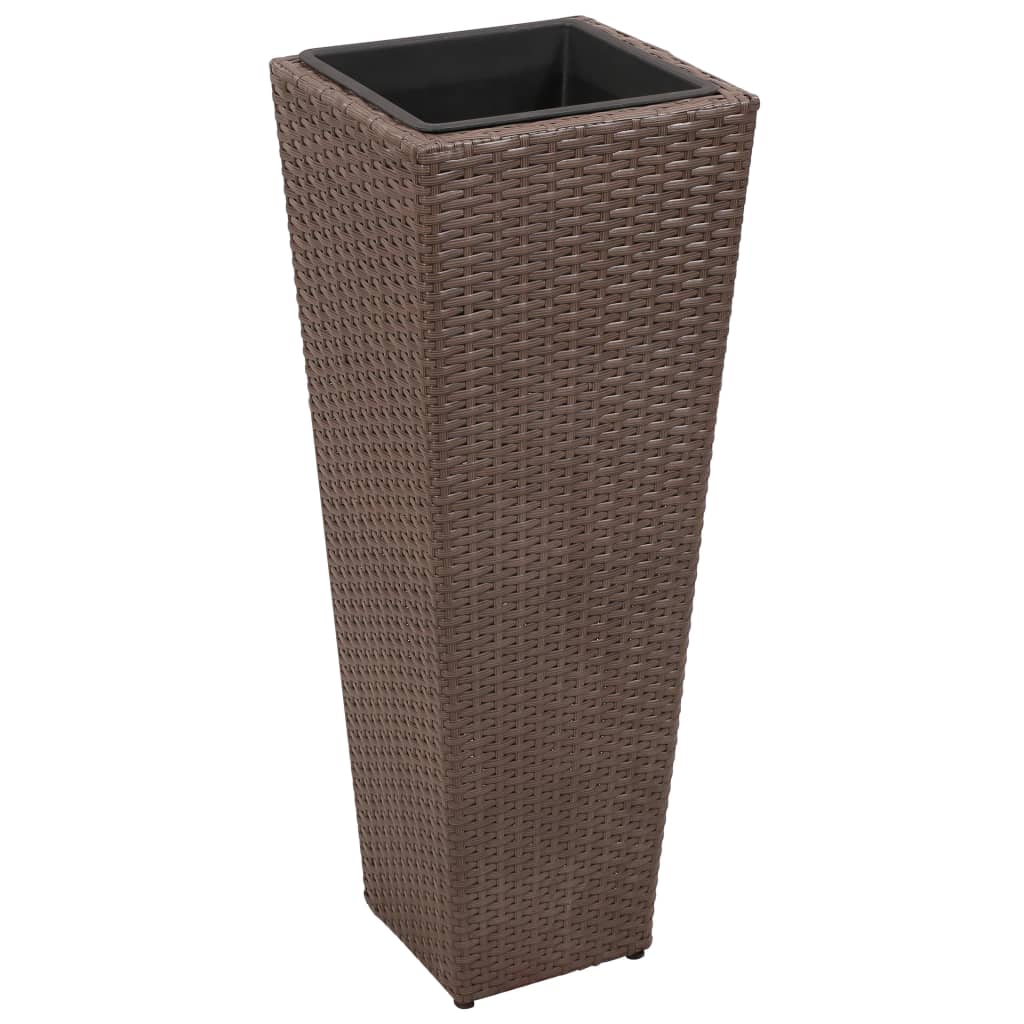 Plantenbakken verhoogd 3 st poly rattan bruin