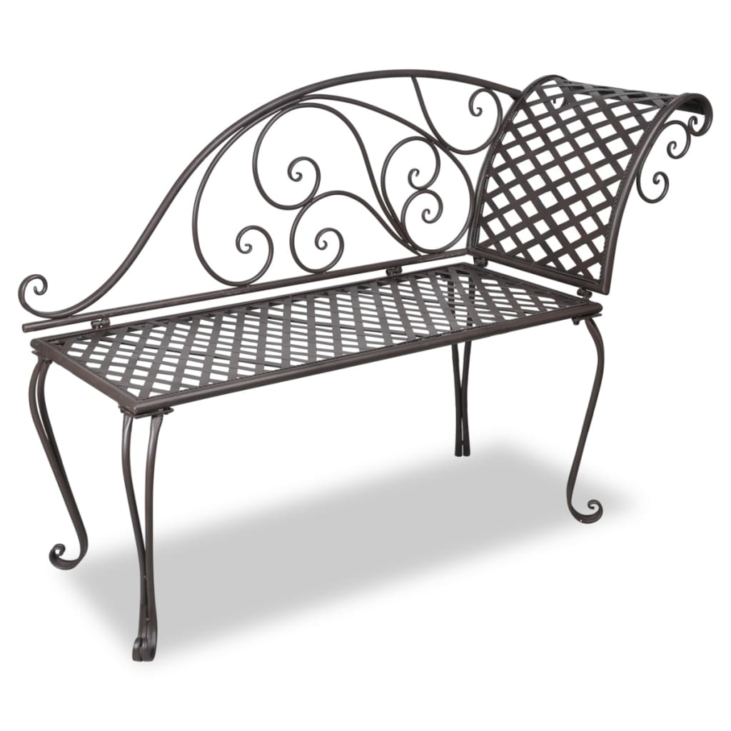 Chaise longue 128 cm staal antiekbruin