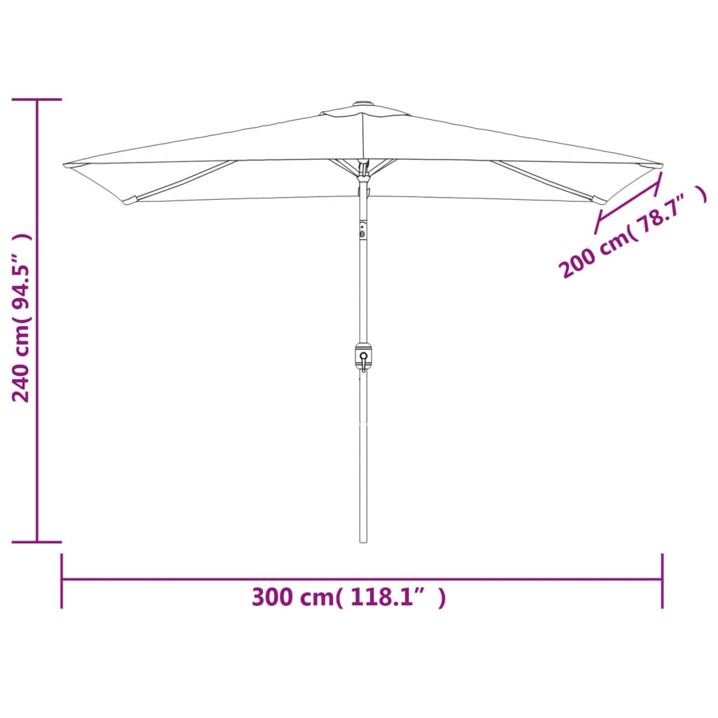 Parasol met metalen paal 300x200 cm