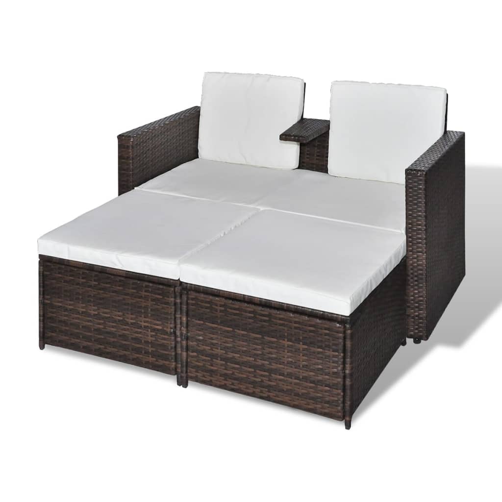 3-delige Loungeset met kussens poly rattan