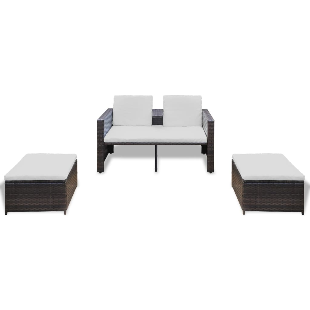 3-delige Loungeset met kussens poly rattan