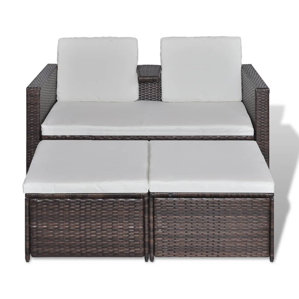 3-delige Loungeset met kussens poly rattan