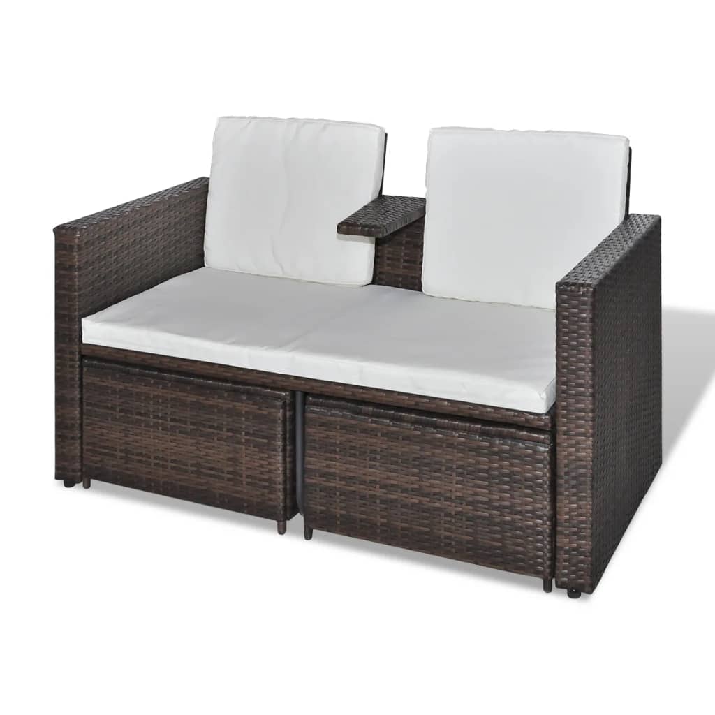 3-delige Loungeset met kussens poly rattan