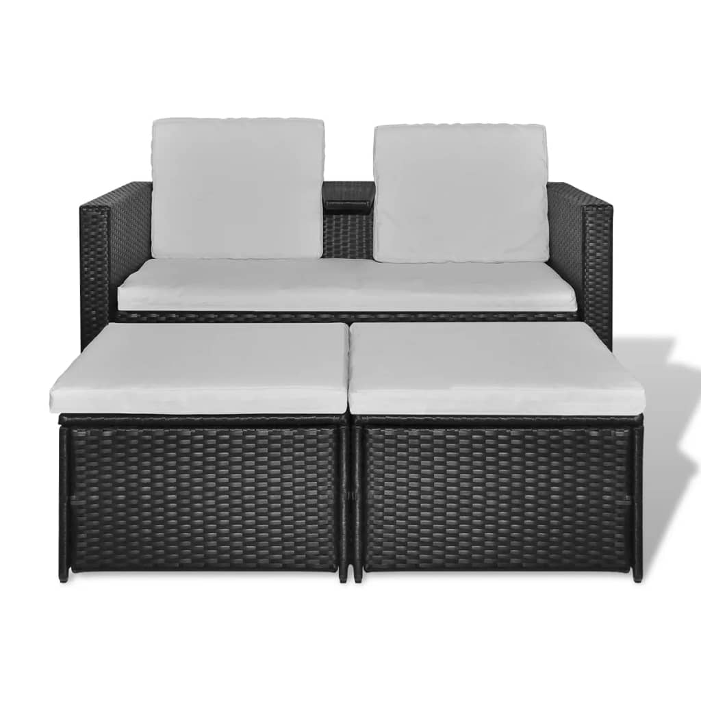 3-delige Loungeset met kussens poly rattan