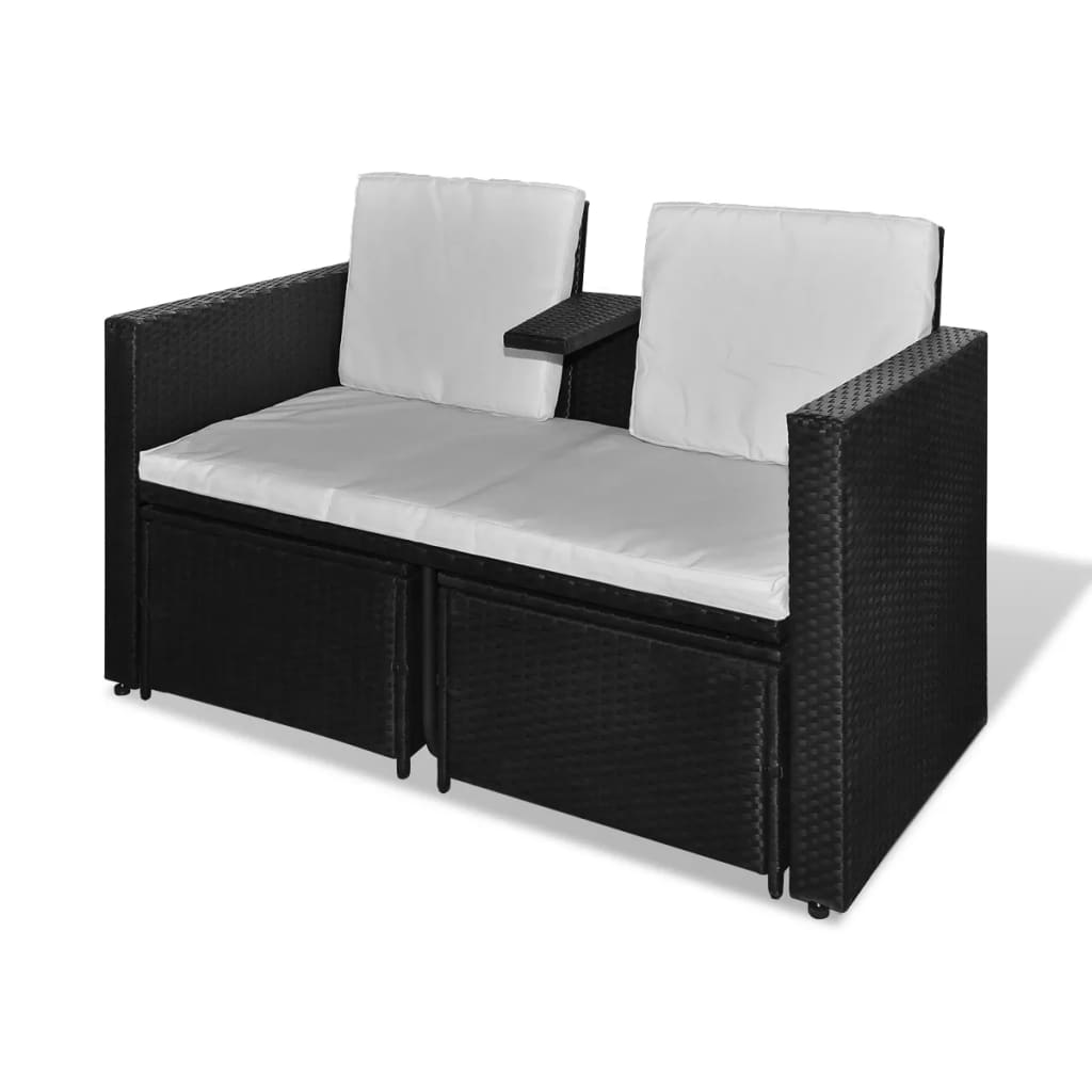 3-delige Loungeset met kussens poly rattan