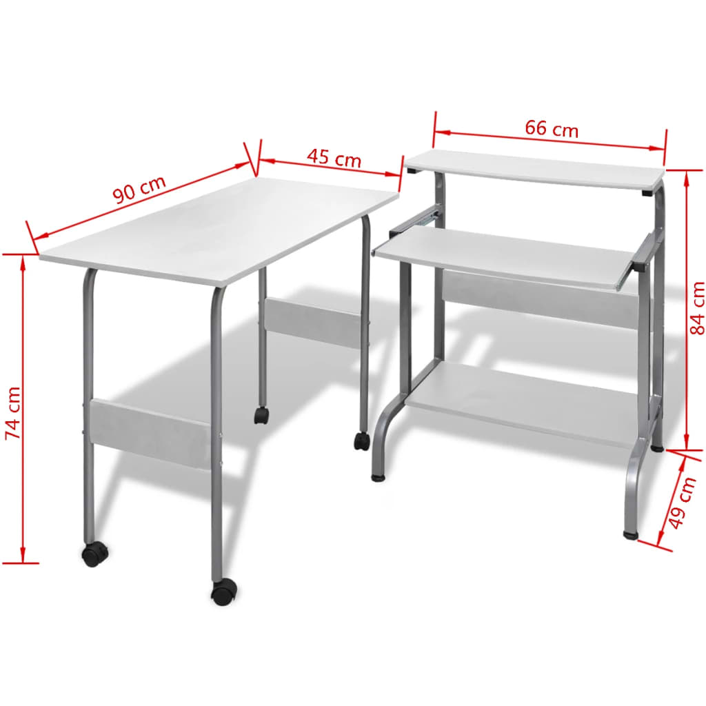 2-piece computer desk set (white)