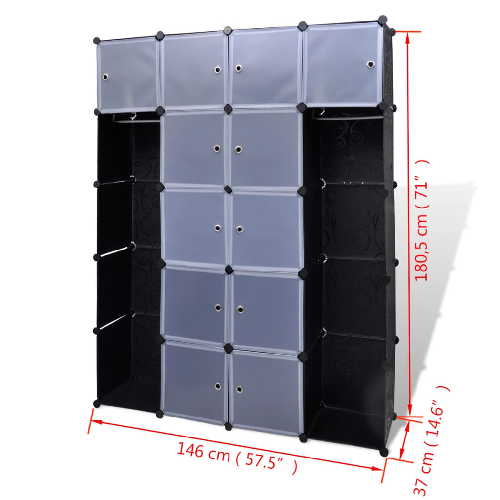 Modulaire kast met 14 compartimenten 37 x 146 x 180,5 cm