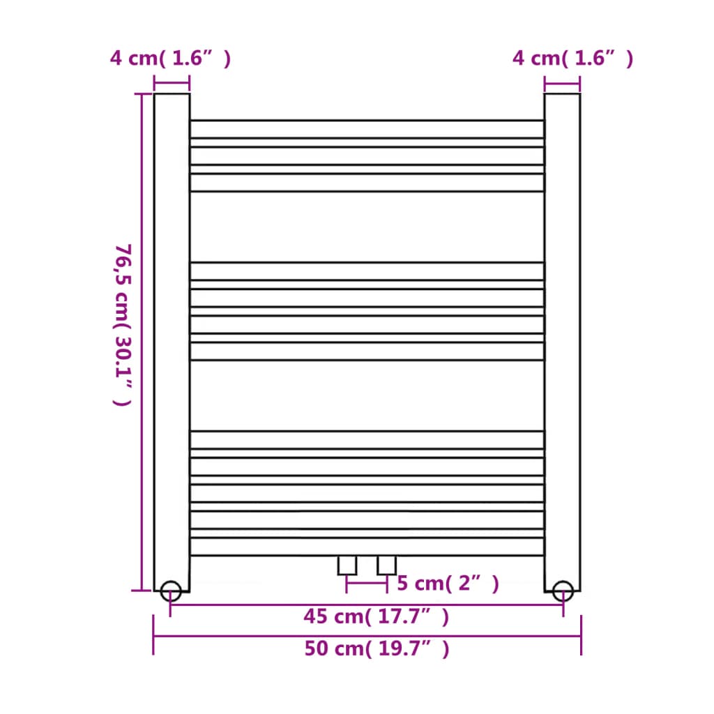 Radiator / handdoekenrek recht 600x1160 mm