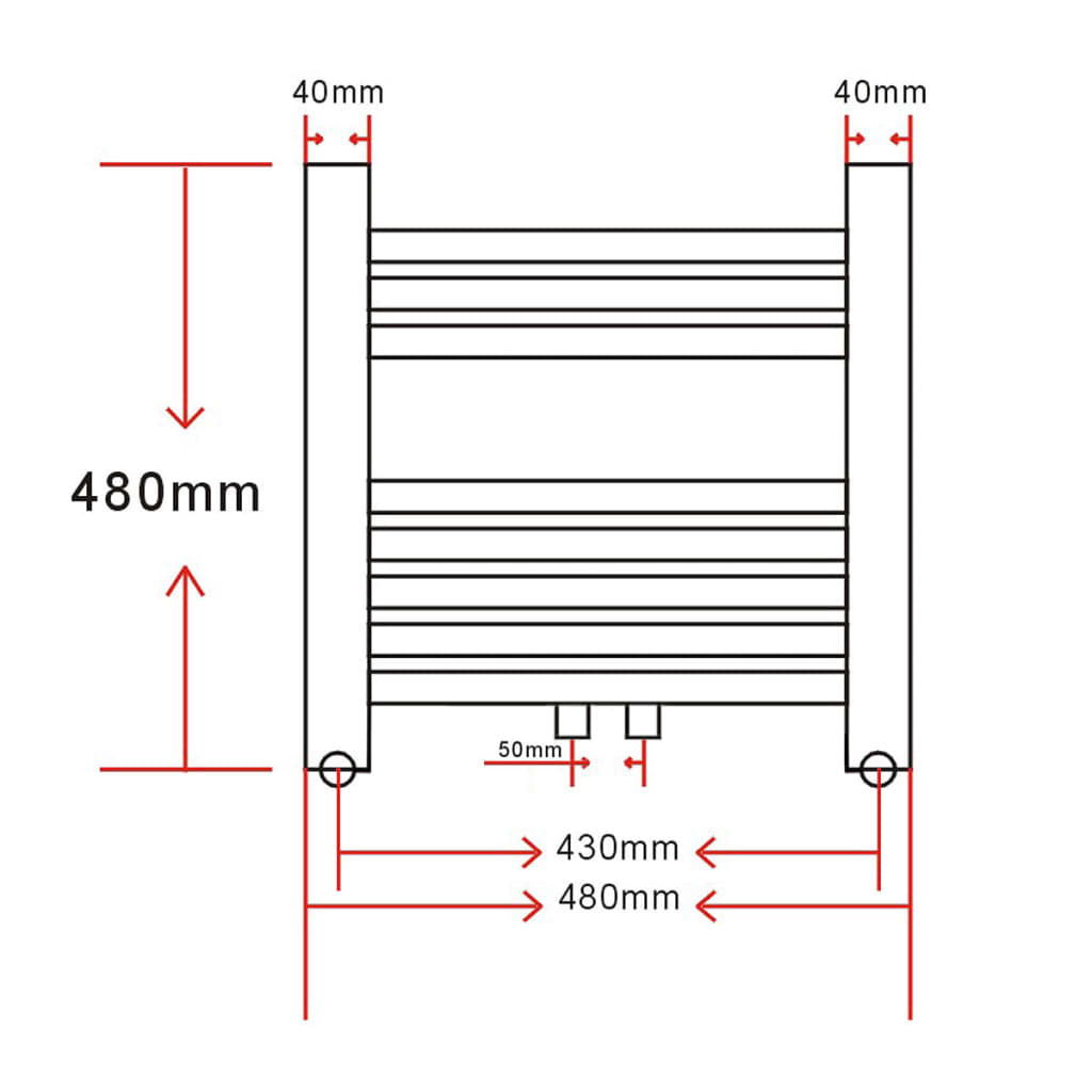 Radiator/handdoekenrek curve 500x1160 mm