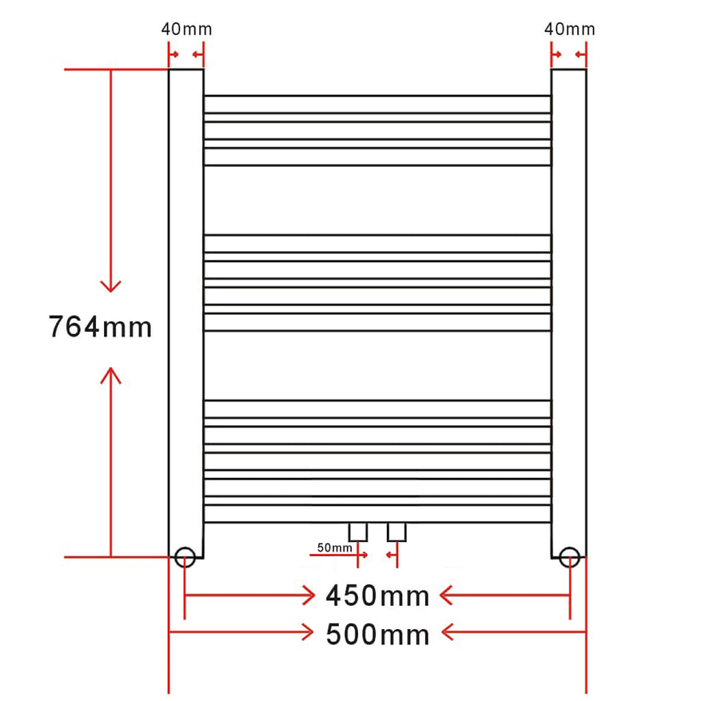 Radiator/handdoekenrek curve 600x1160 mm