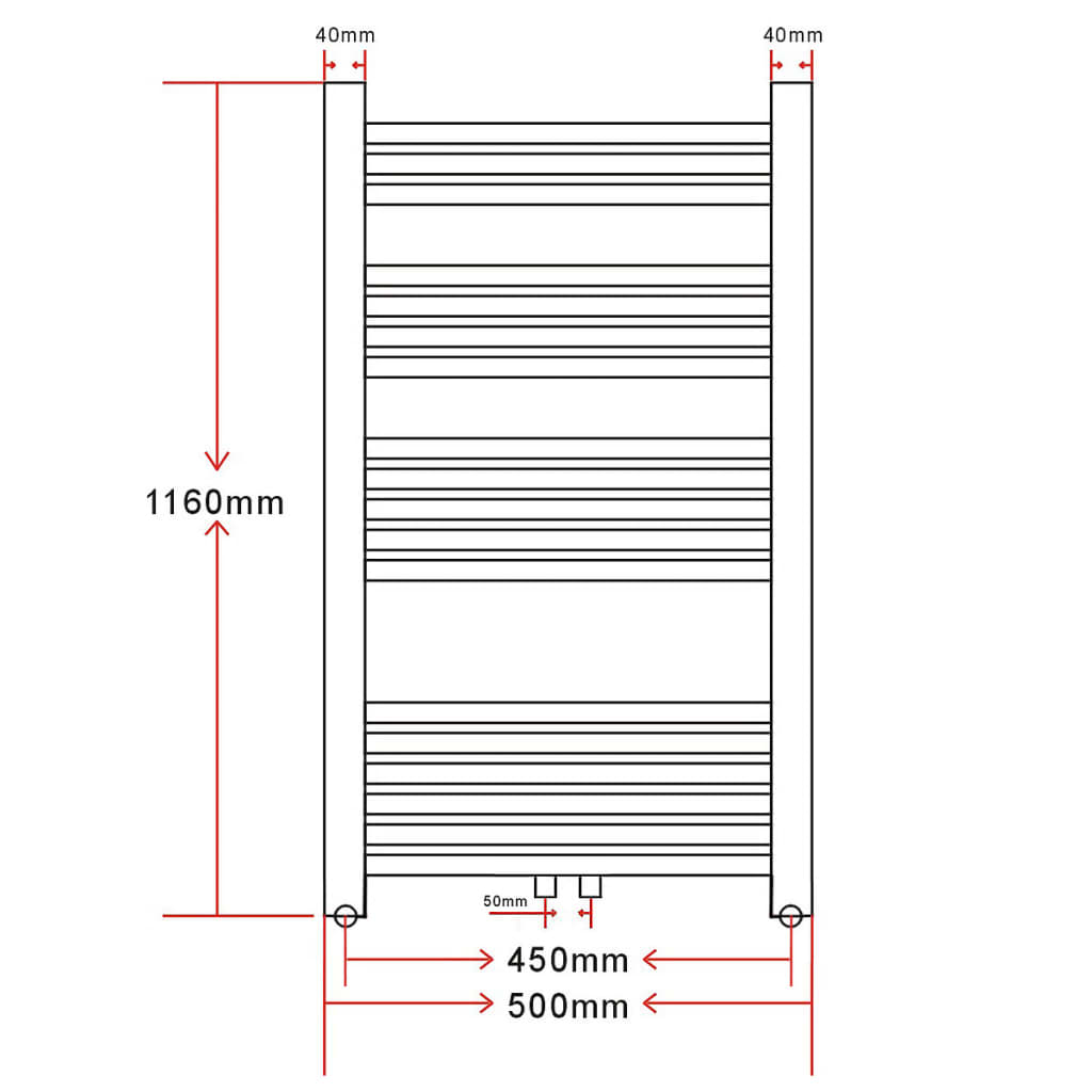 Radiator/handdoekenrek curve 600x1160 mm