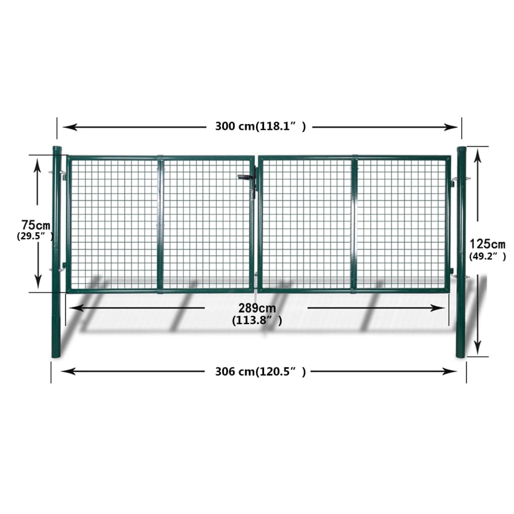 Poort 306x150 cm staal groen