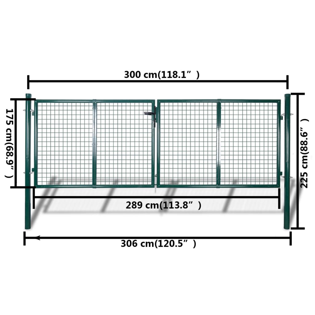 Poort 306x150 cm staal groen