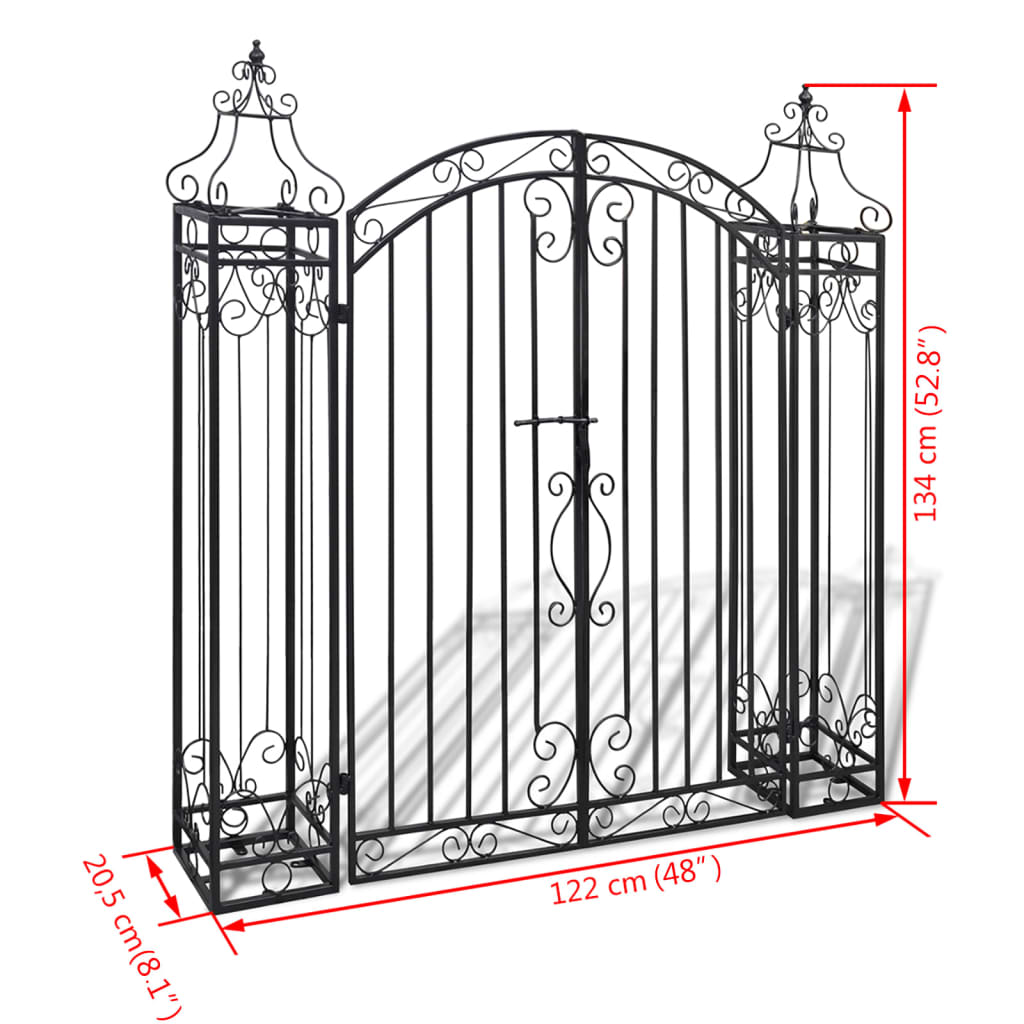 Poort 121x8x100 cm smeedijzer zwart