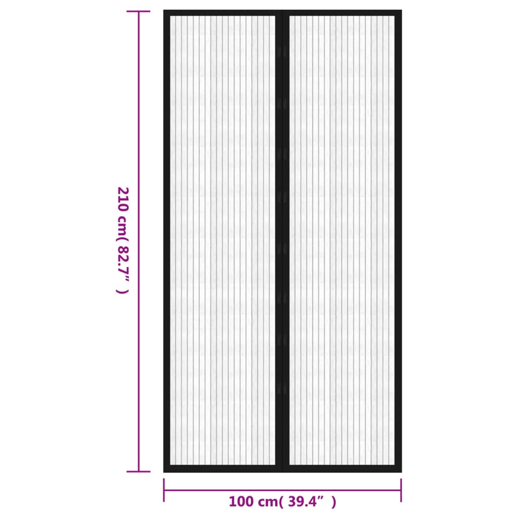 Insectendeurgordijnen 2 st magnetisch 230x160 cm zwart