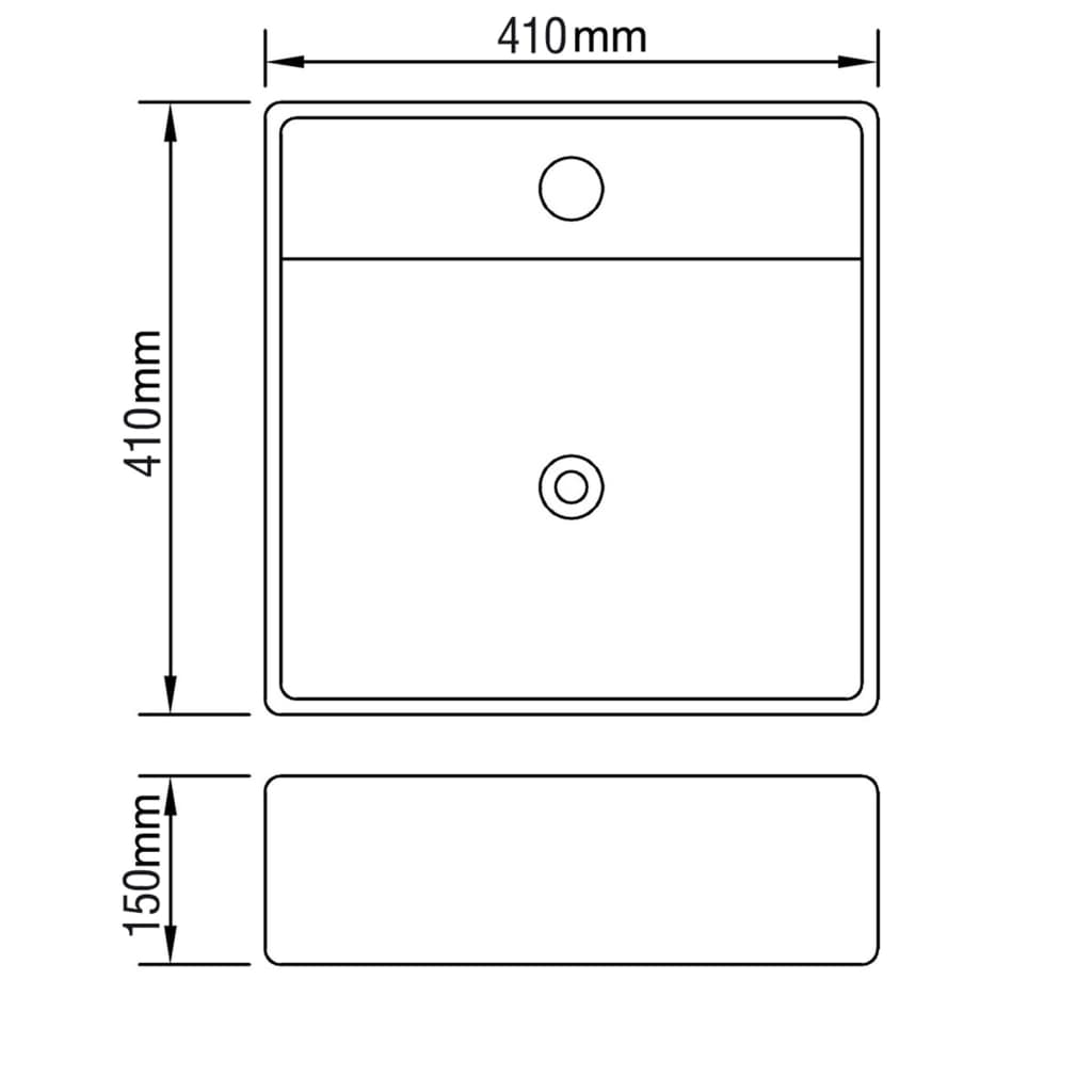 Wastafel met overloop 41x41x15 cm keramiek zilverkleurig