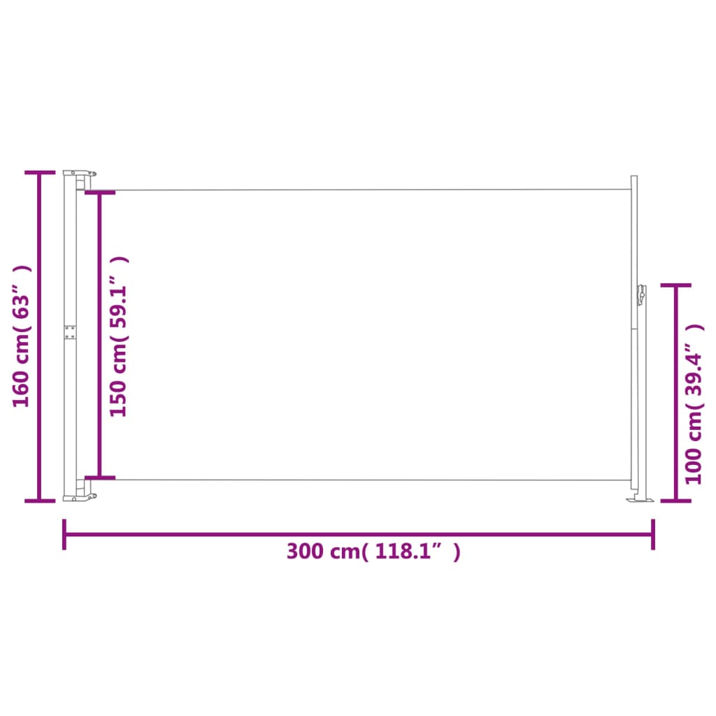 Tuinscherm uittrekbaar 100x500 cm