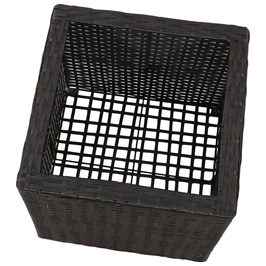 Plantenbakken verhoogd 3 st poly rattan zwart