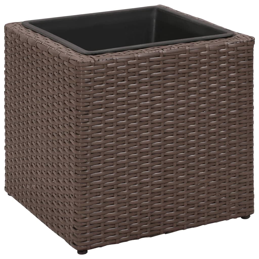 Plantenbakken verhoogd 3 st poly rattan zwart