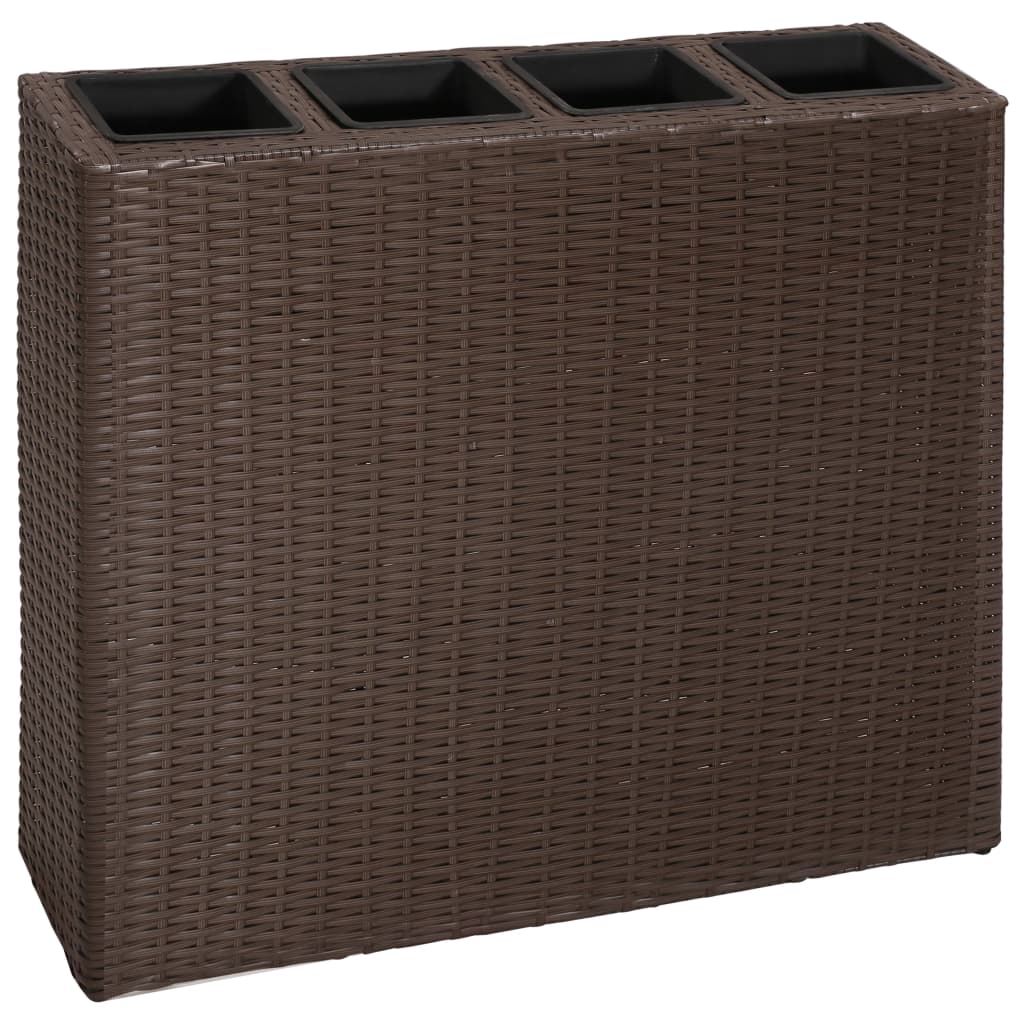 Plantenbak verhoogd met 4 potten 2 st poly rattan