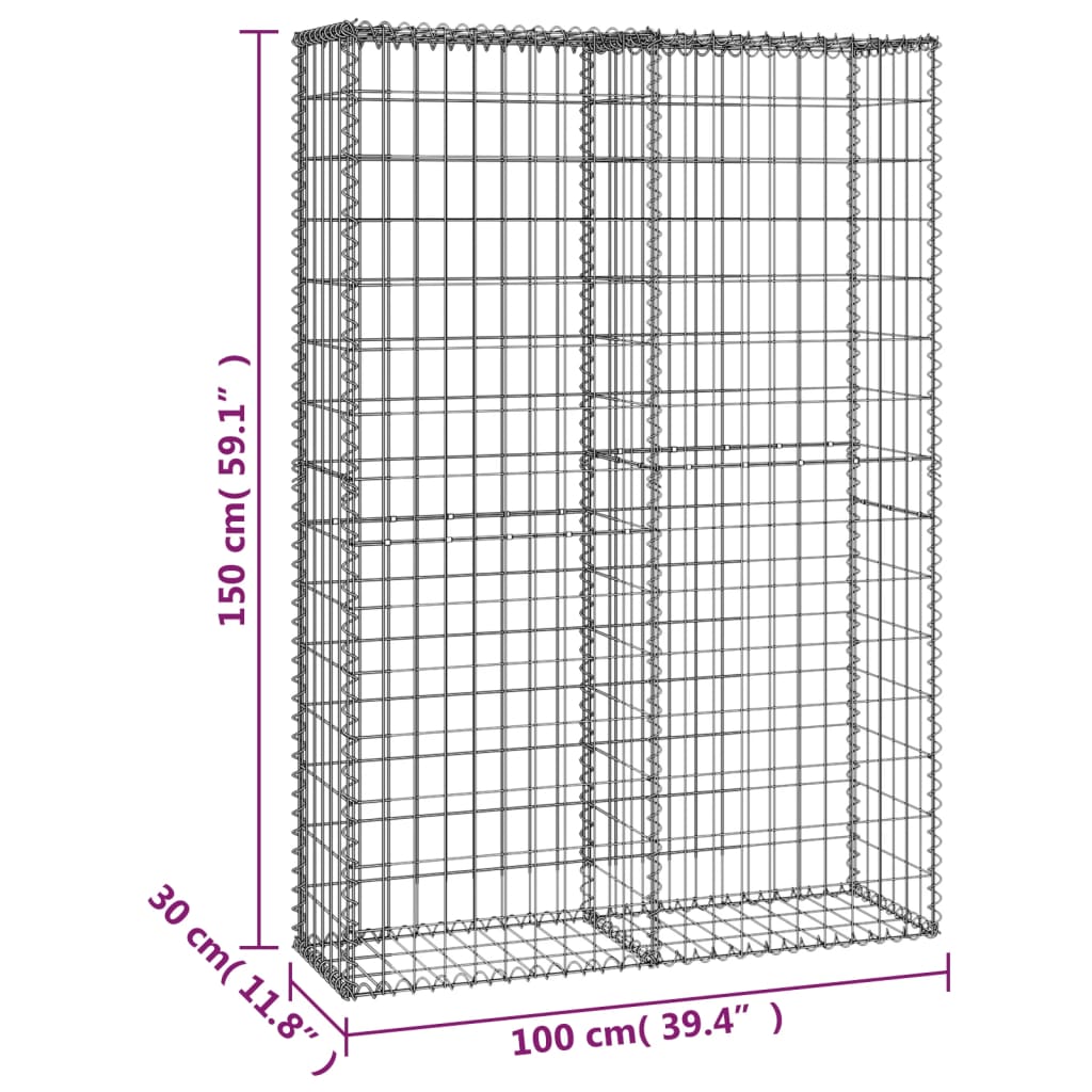 Schanskorf met deksels 100x50x30 cm gegalvaniseerd draad