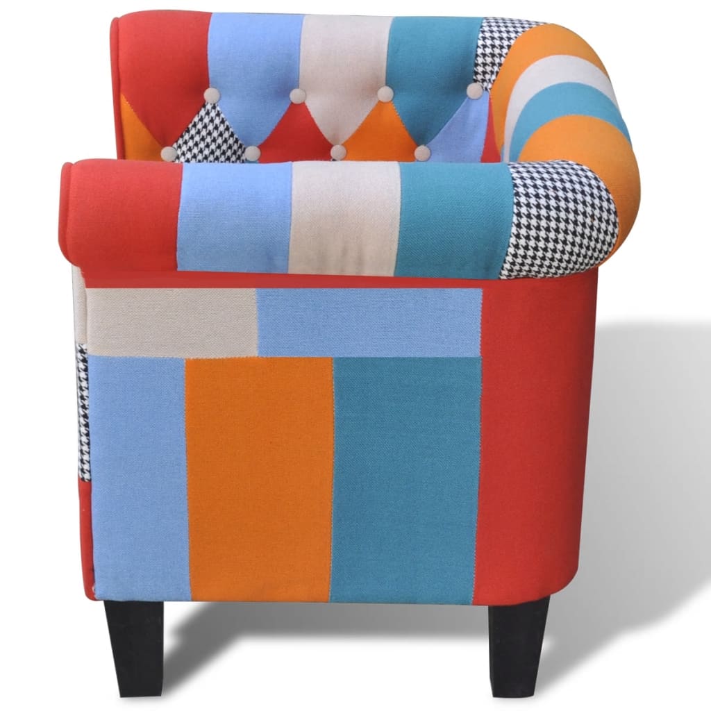 Fauteuil met patchwork stof meerkleurig