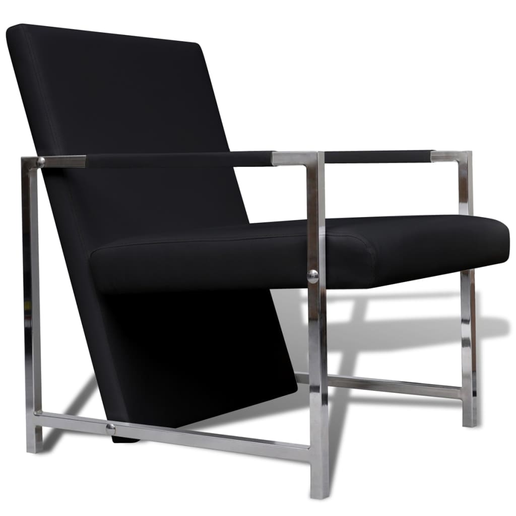 Fauteuils 2 st met chroom frame kunstleer