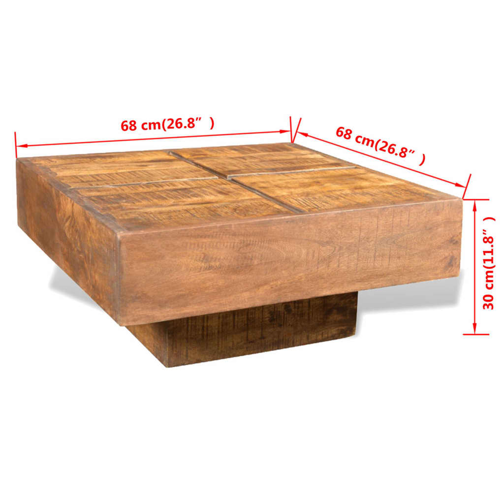 Salontafel 80x80x28 cm massief gerecycled hout