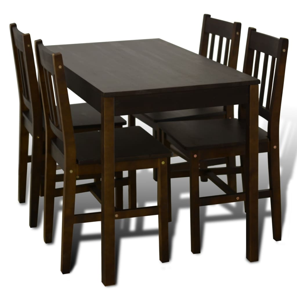 Eettafel met 4 stoelen hout naturel