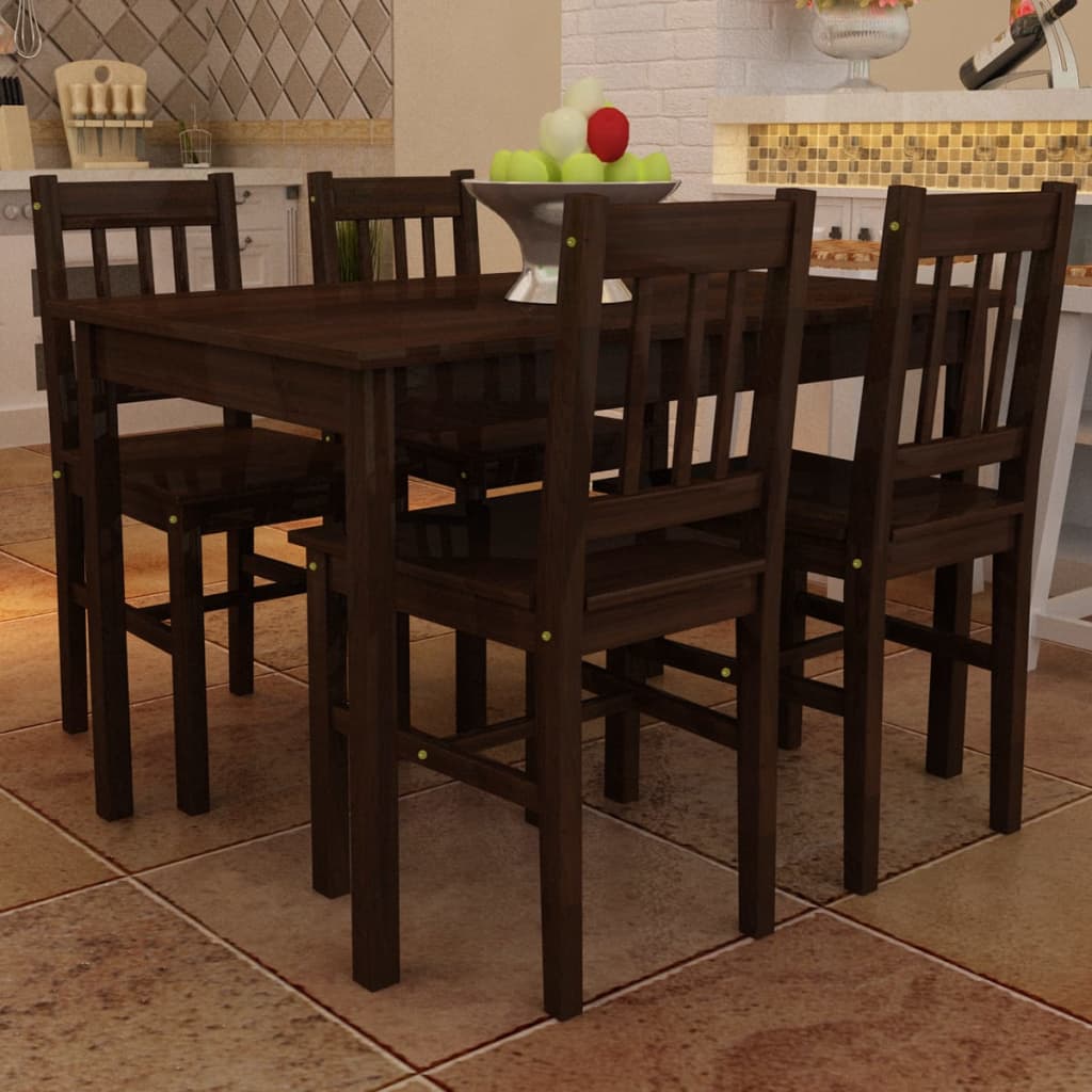 Eettafel met 4 stoelen hout naturel