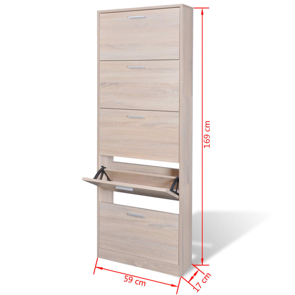 Schoenenkast 59x17x169 cm bewerkt hout