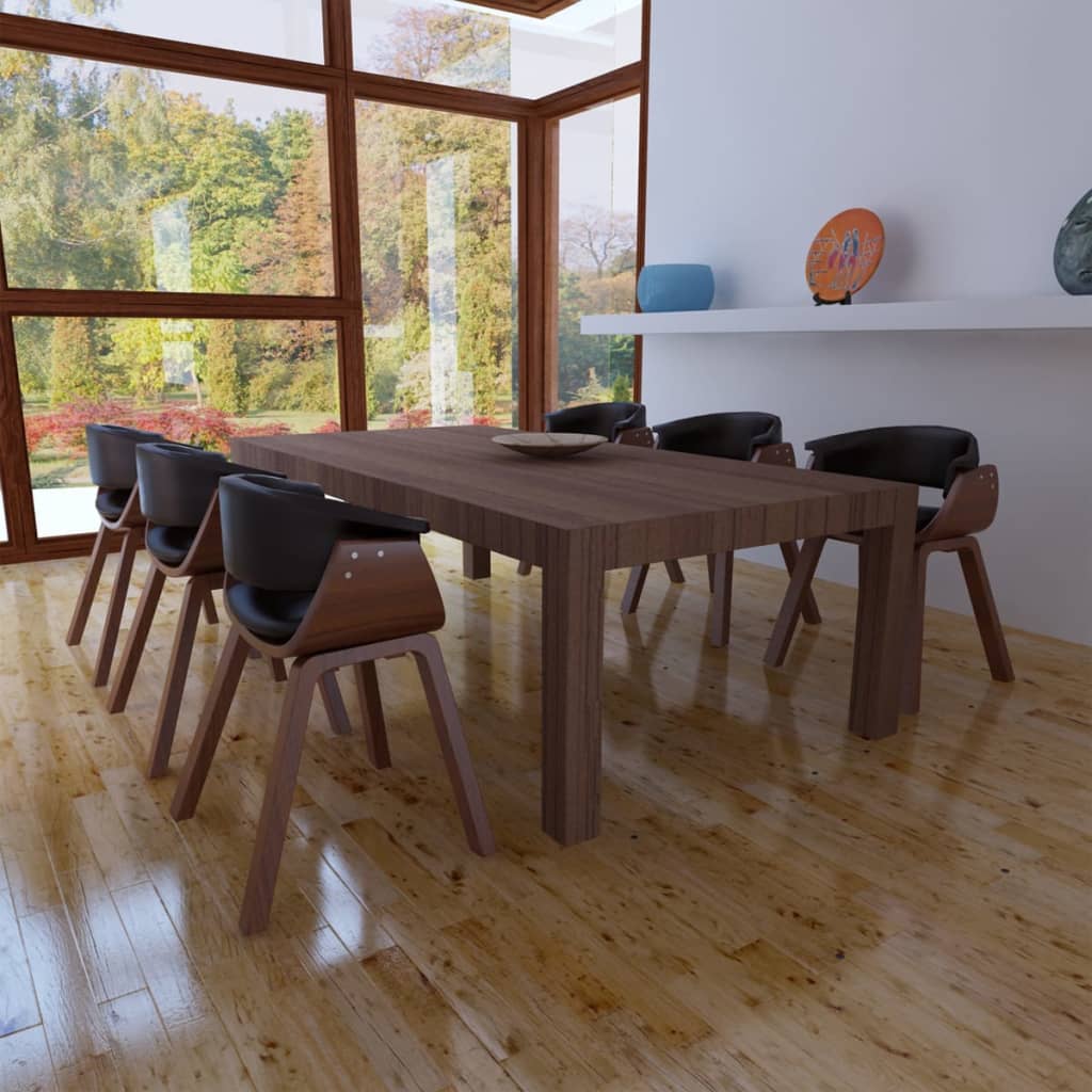 Eetkamerstoelen 6 st gebogen hout kunstleer