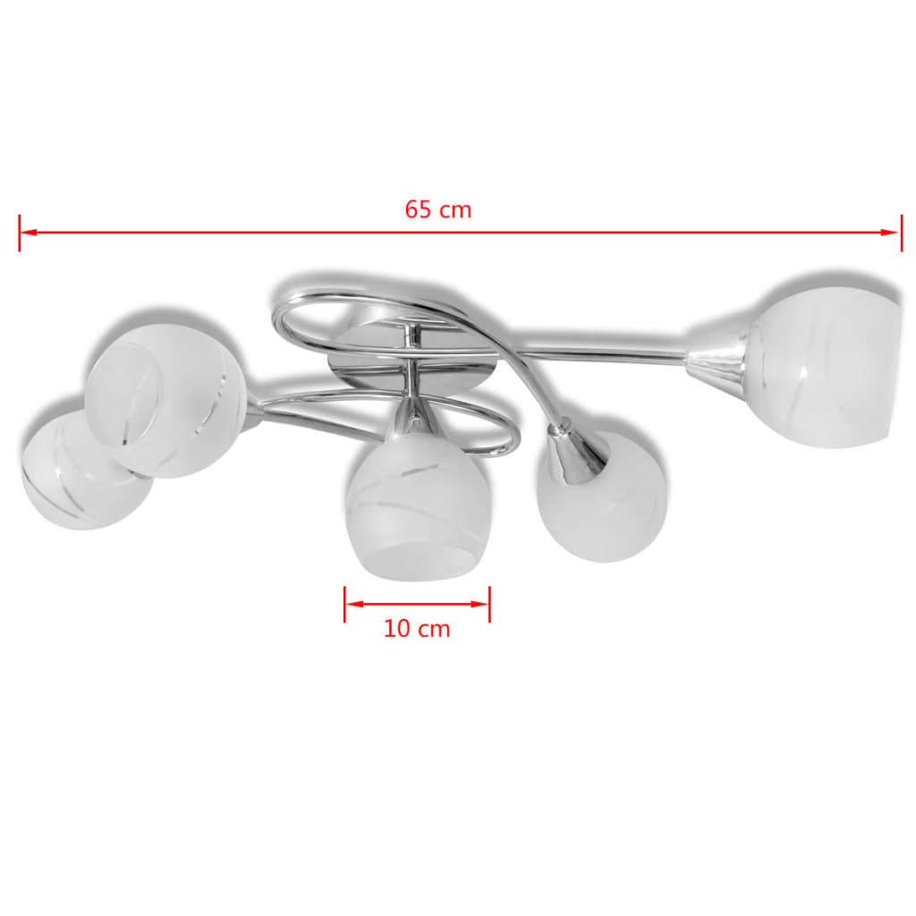 Plafondlamp met keramieken cilindervormige kappen 5xE14 wit