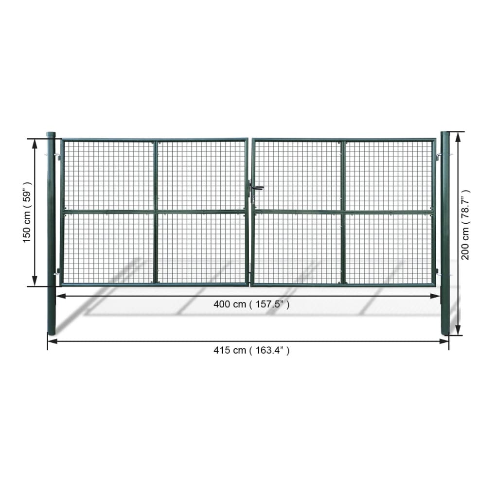 Poort 415x125 cm gegalvaniseerd staal zilverkleurig