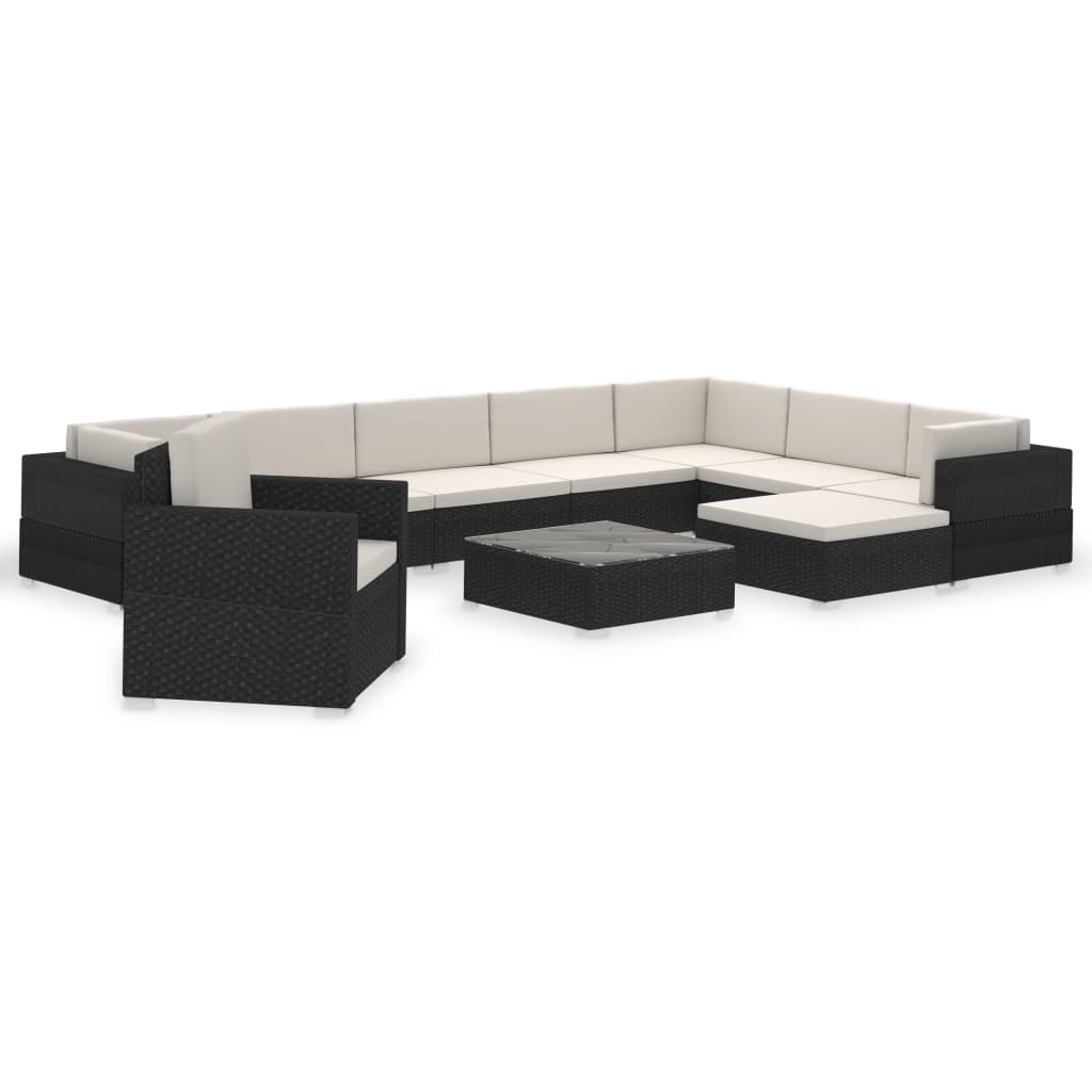 12-delige Loungeset met kussens poly rattan